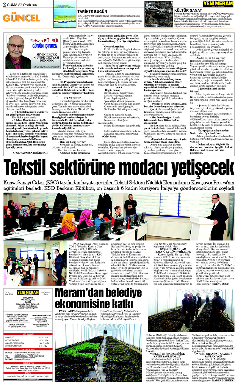 27 Ocak 2017 Yeni Meram Gazetesi