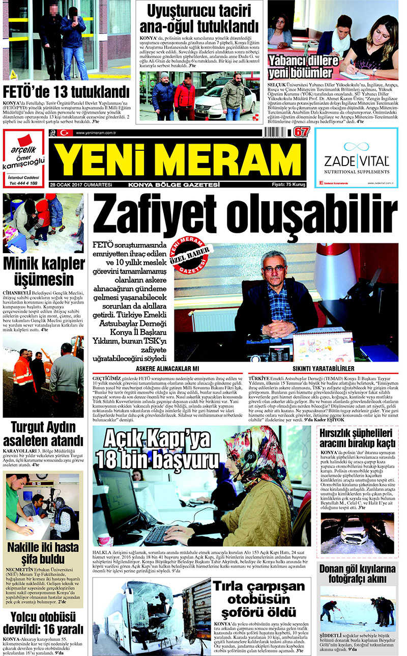 28 Ocak 2017 Yeni Meram Gazetesi