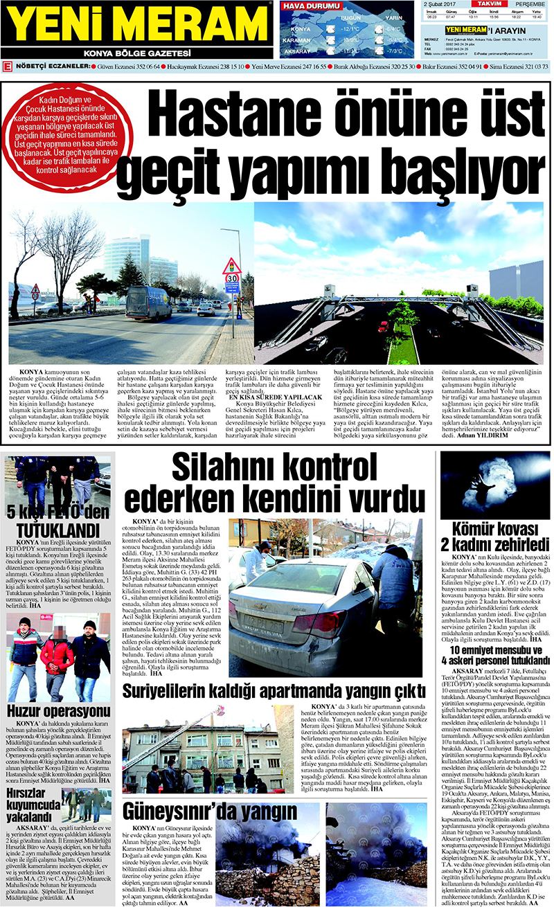 2 Şubat 2017 Yeni Meram Gazetesi
