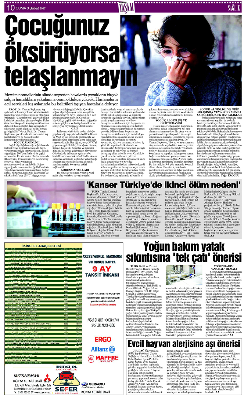 3 Şubat 2017 Yeni Meram Gazetesi