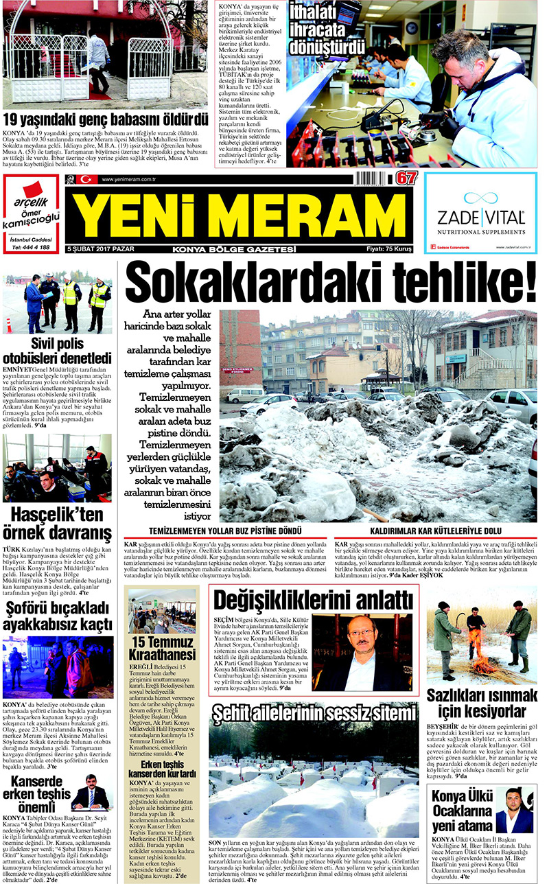 5 Şubat 2017 Yeni Meram Gazetesi