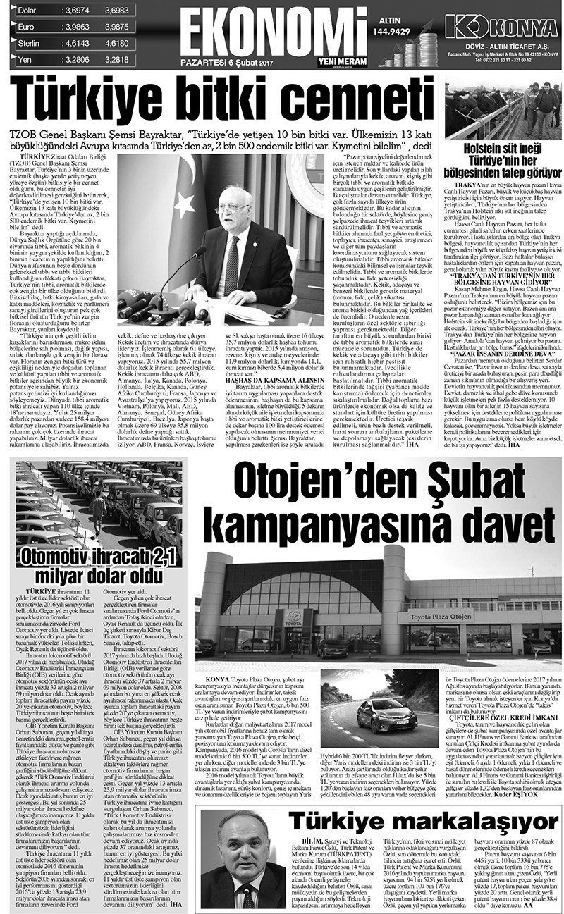 6 Şubat 2017 Yeni Meram Gazetesi