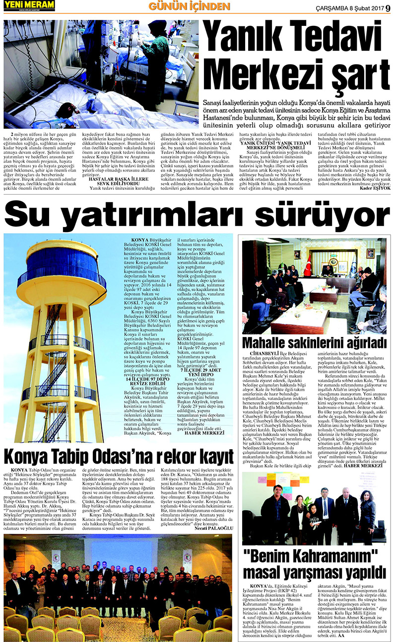 8 Şubat 2017 Yeni Meram Gazetesi