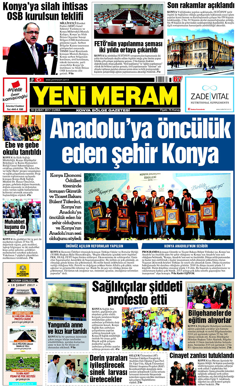 10 Şubat 2017 Yeni Meram Gazetesi