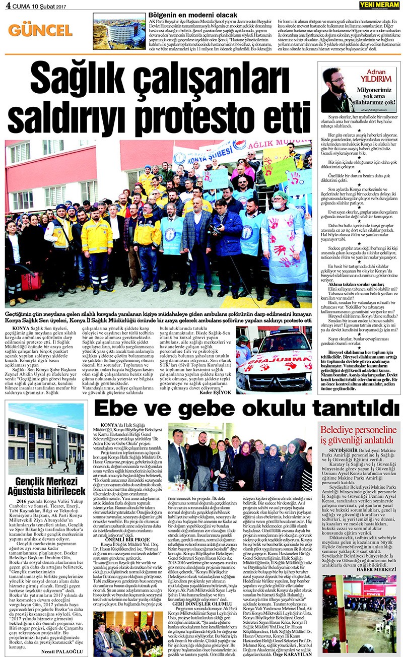 10 Şubat 2017 Yeni Meram Gazetesi
