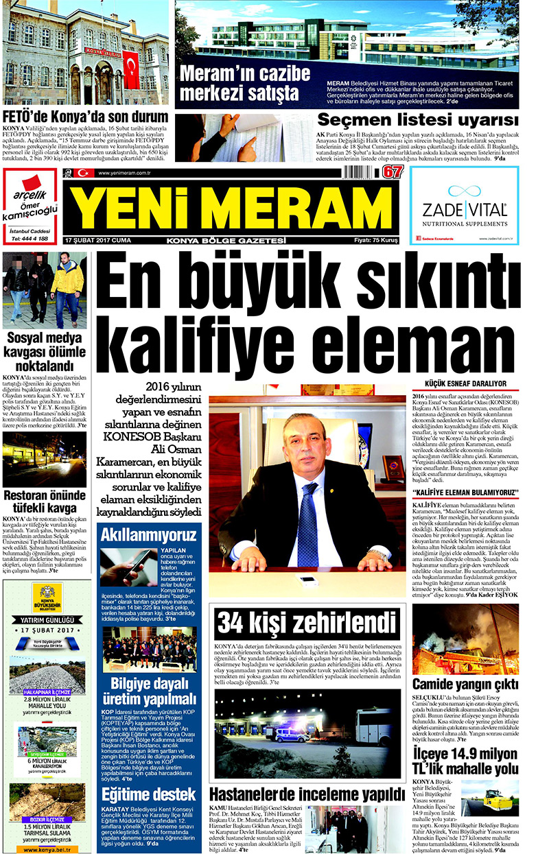 17 Şubat 2017 Yeni Meram Gazetesi