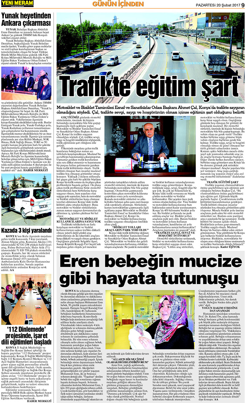 20 Şubat 2017 Yeni Meram Gazetesi