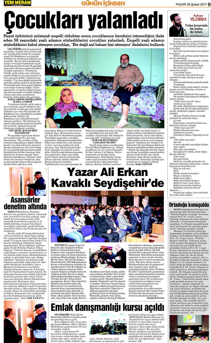 26 Şubat 2017 Yeni Meram Gazetesi