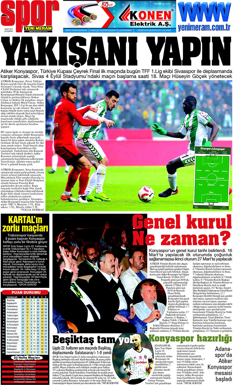 1 Mart 2017 Yeni Meram Gazetesi