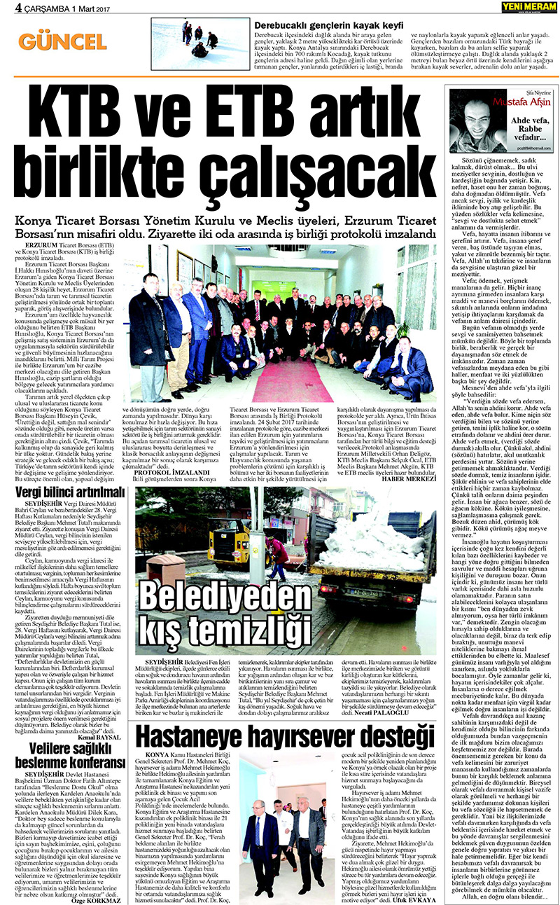 1 Mart 2017 Yeni Meram Gazetesi