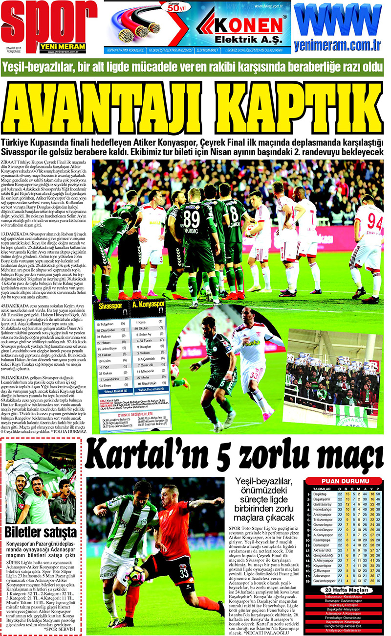 2 Mart 2017 Yeni Meram Gazetesi