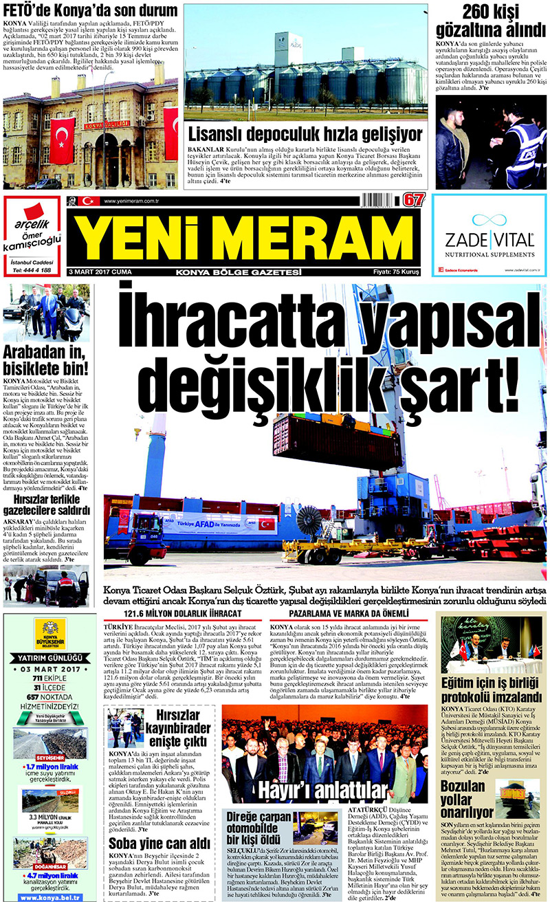 3 Mart 2017 Yeni Meram Gazetesi