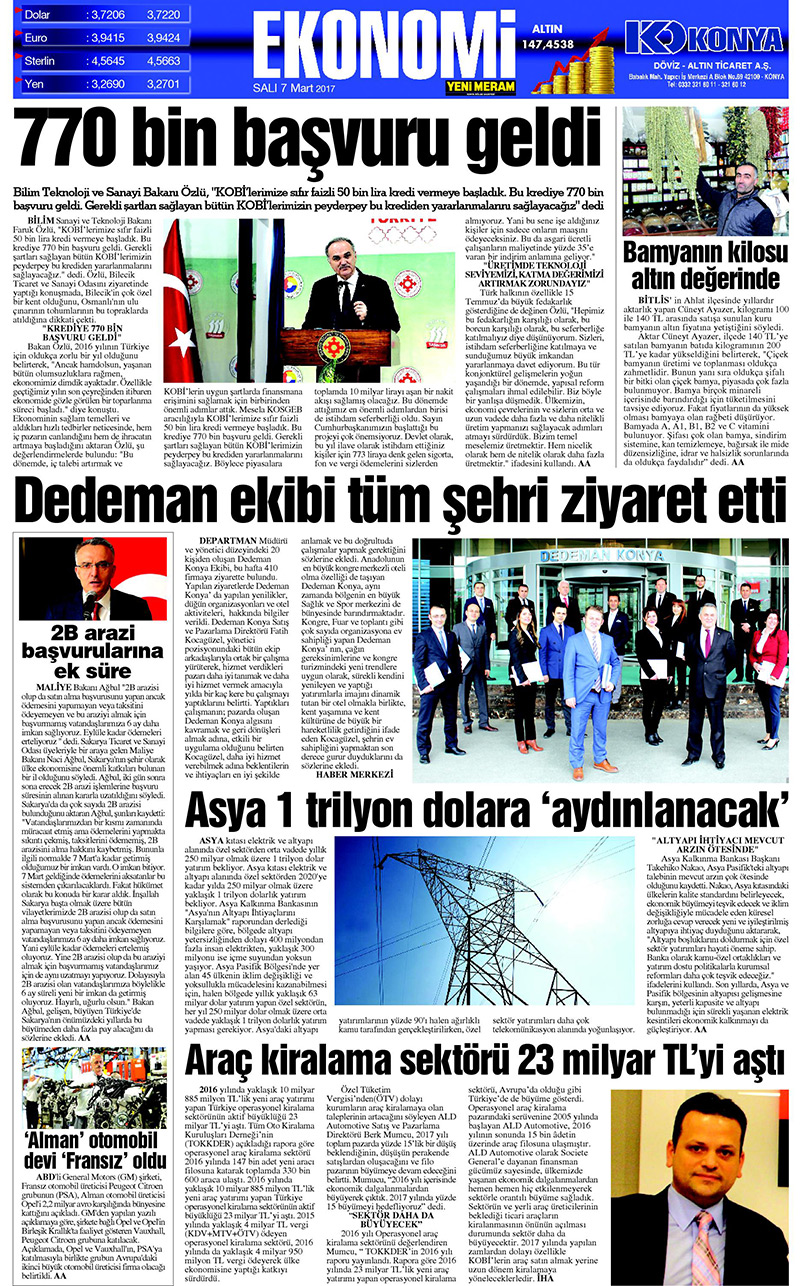 7 Mart 2017 Yeni Meram Gazetesi