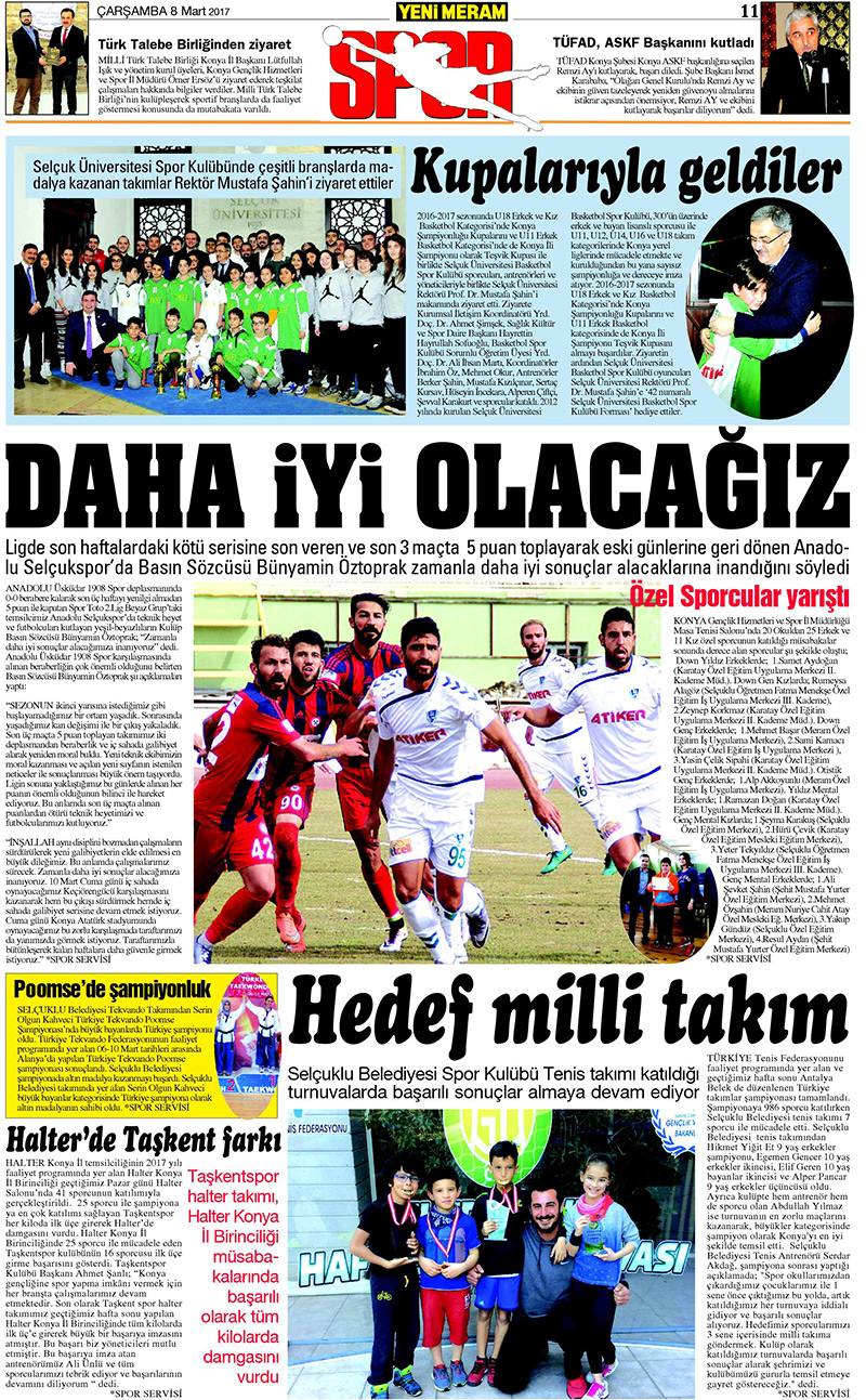 8 Mart 2017 Yeni Meram Gazetesi