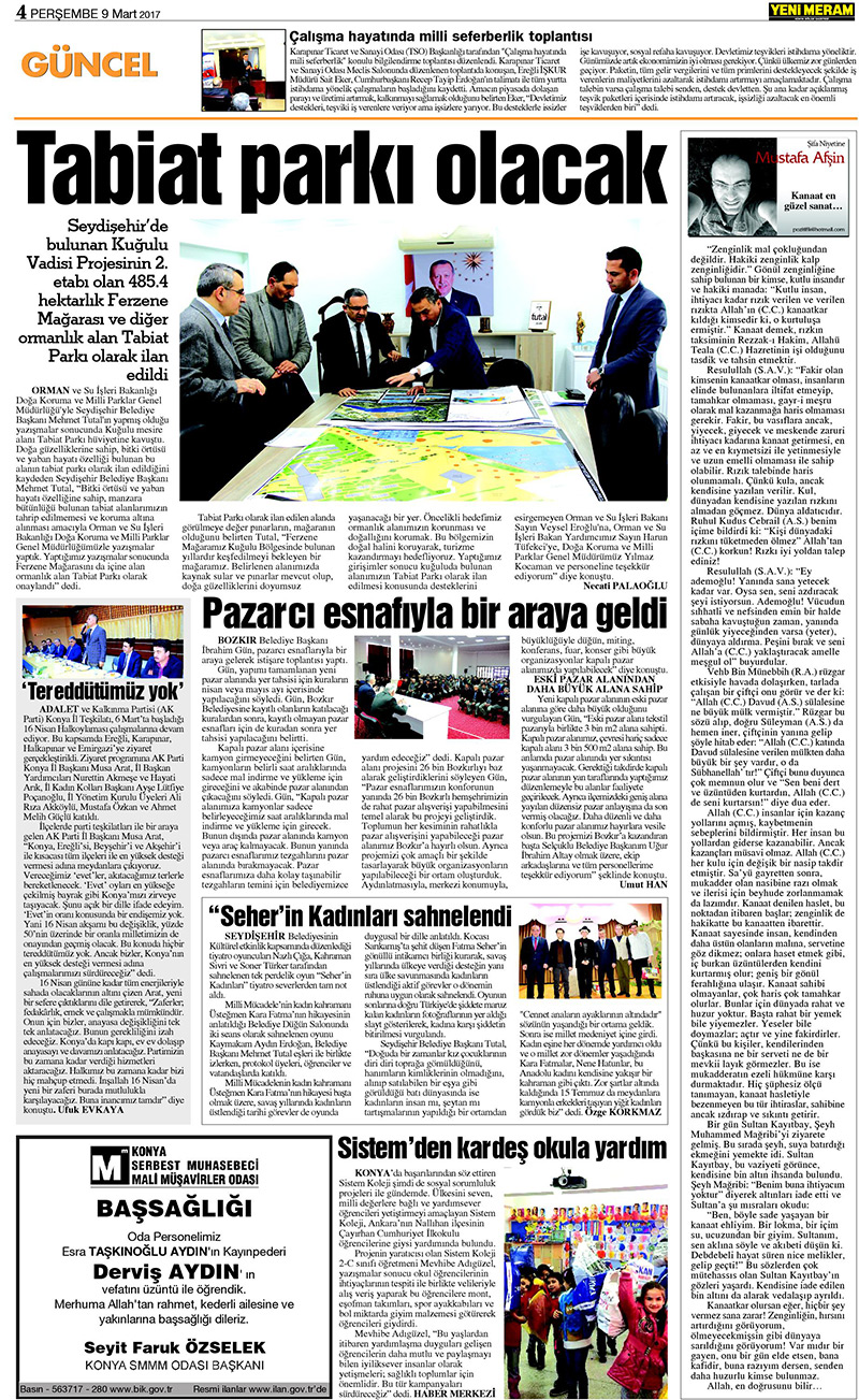 9 Mart 2017 Yeni Meram Gazetesi