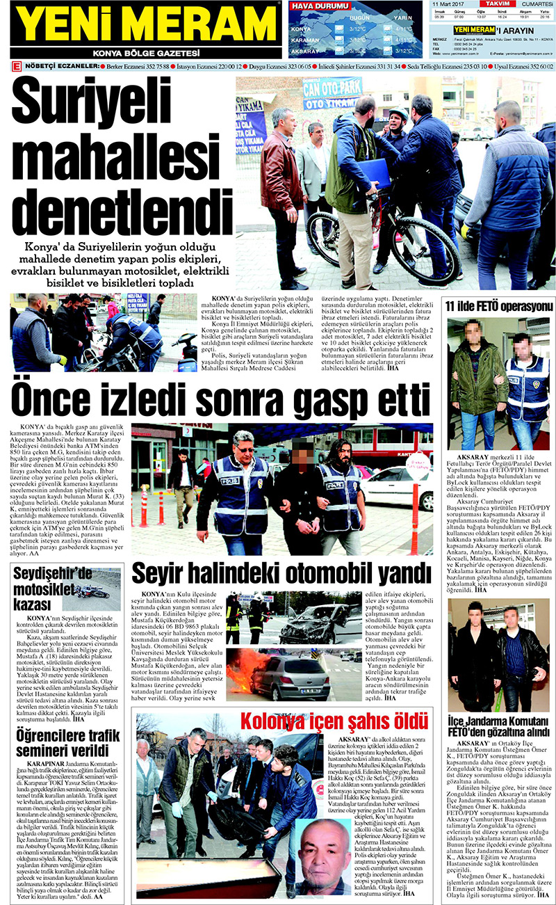 11 Mart 2017 Yeni Meram Gazetesi