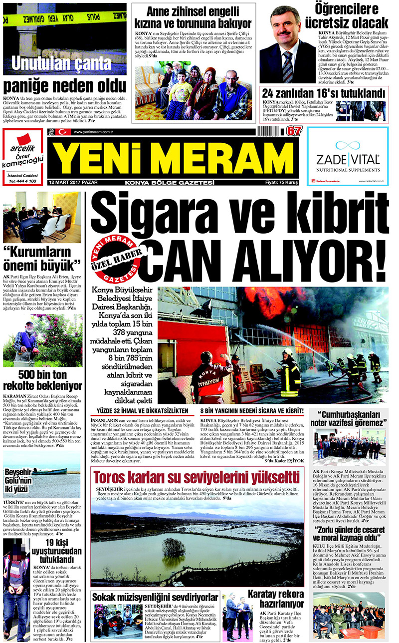 12 Mart 2017 Yeni Meram Gazetesi
