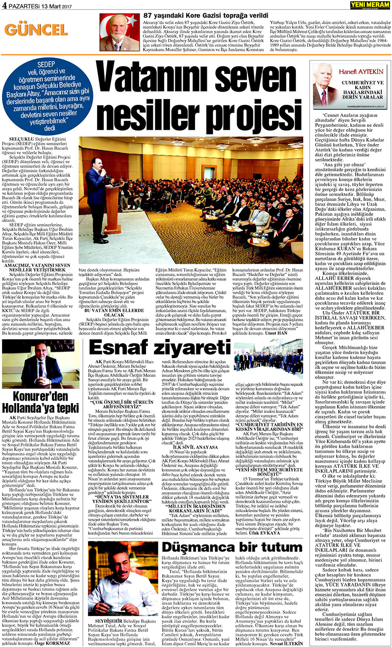 13 Mart 2017 Yeni Meram Gazetesi