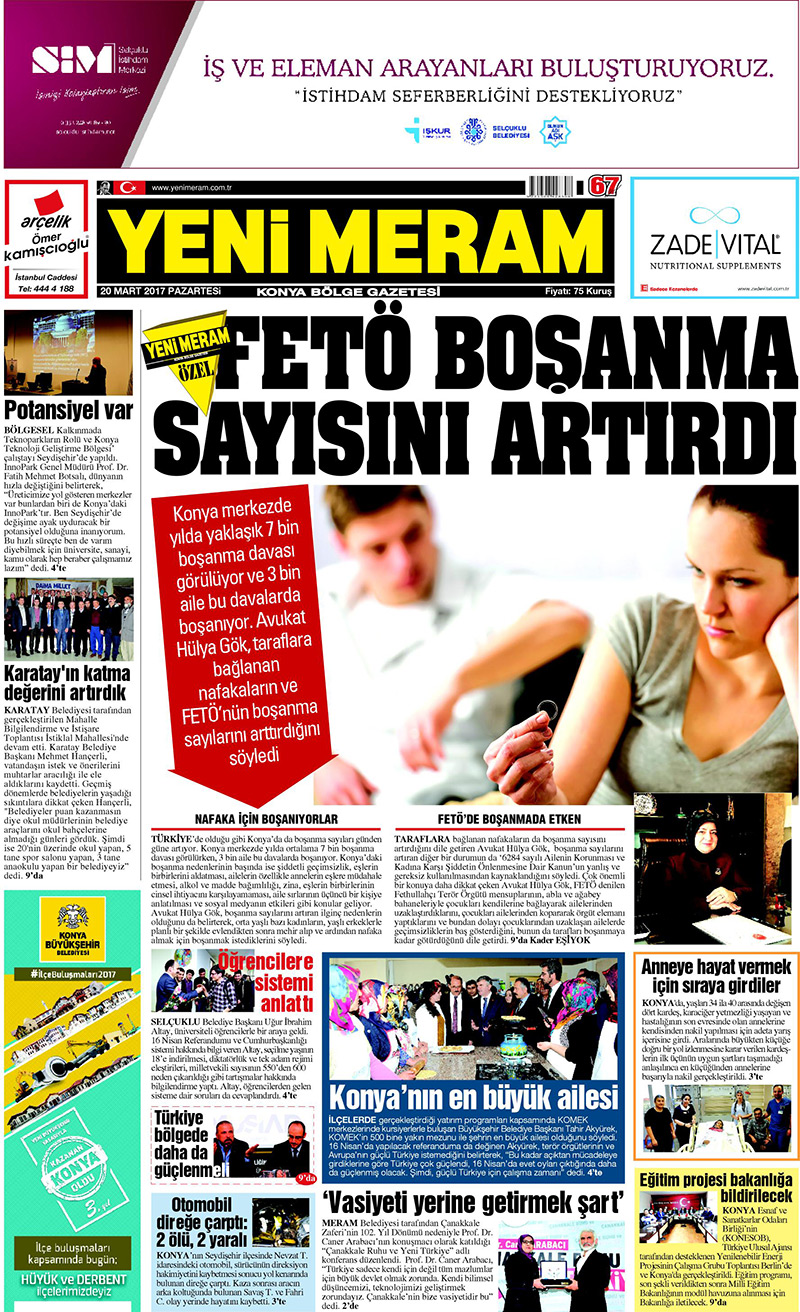 20 Mart 2017 Yeni Meram Gazetesi