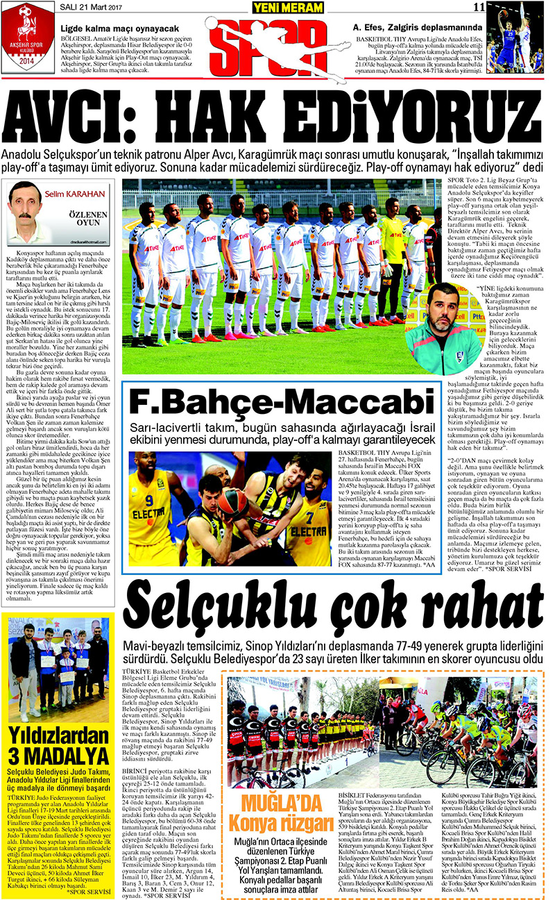 21 Mart 2017 Yeni Meram Gazetesi