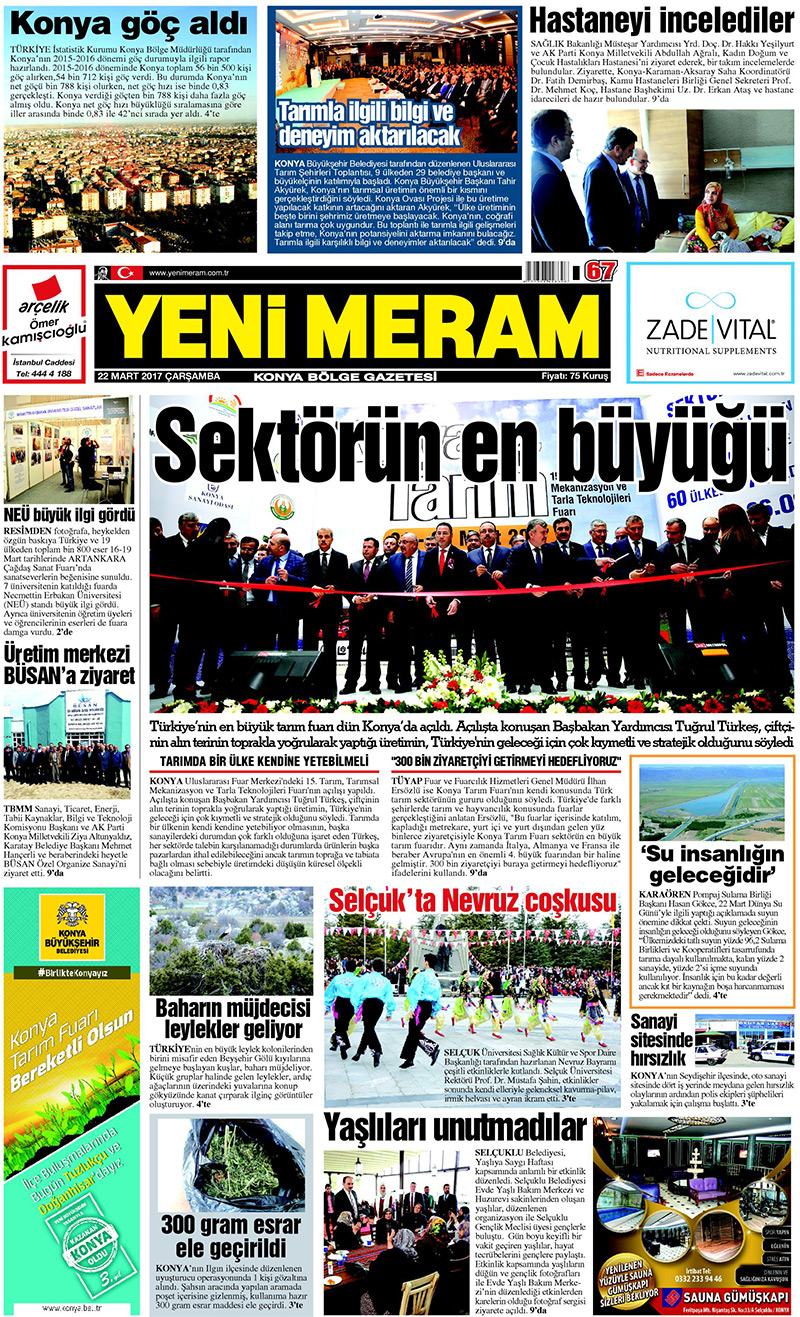 22 Mart 2017 Yeni Meram Gazetesi