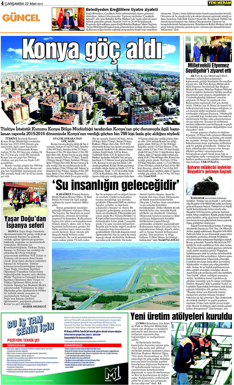 22 Mart 2017 Yeni Meram Gazetesi