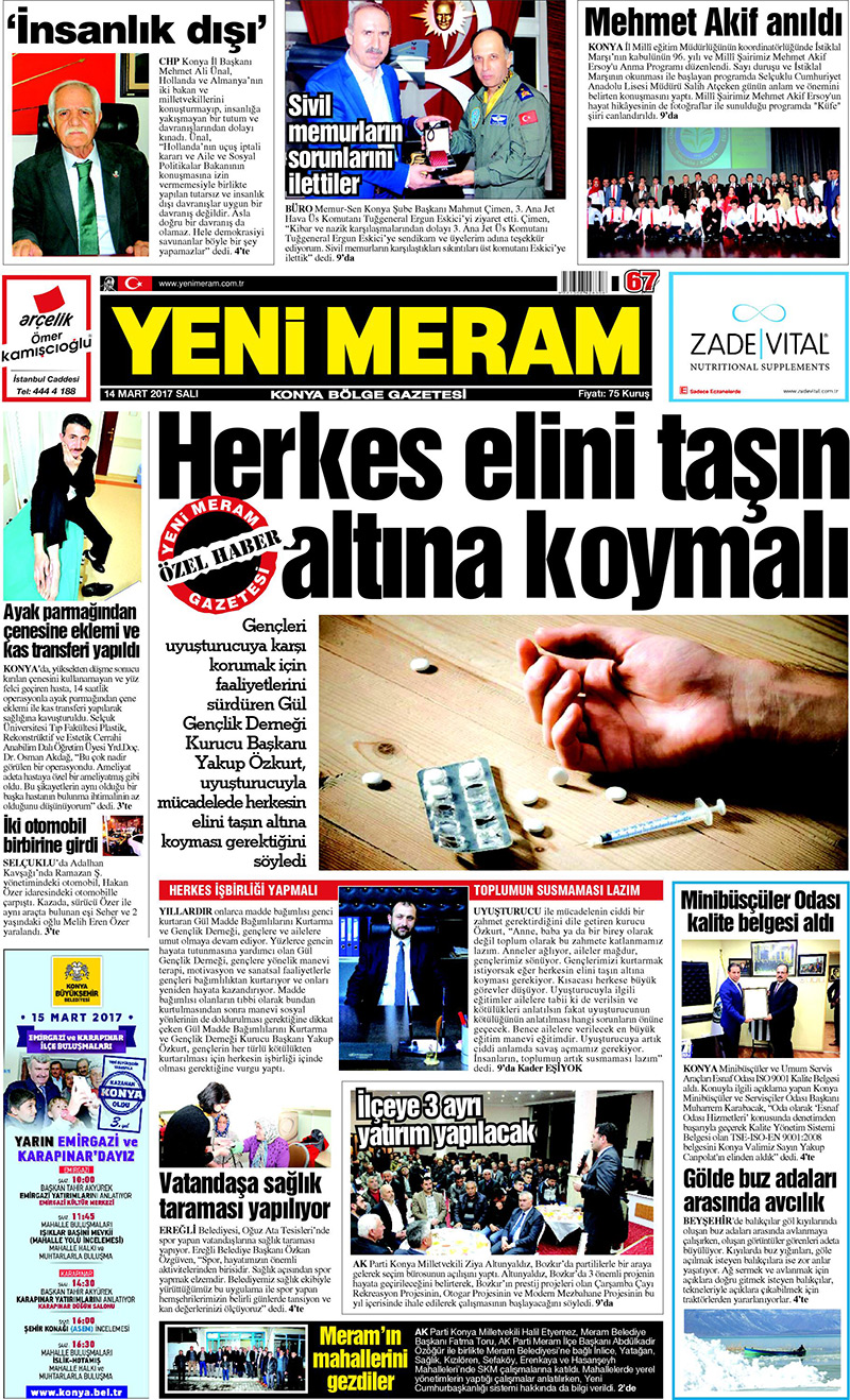 14 Mart 2017 Yeni Meram Gazetesi