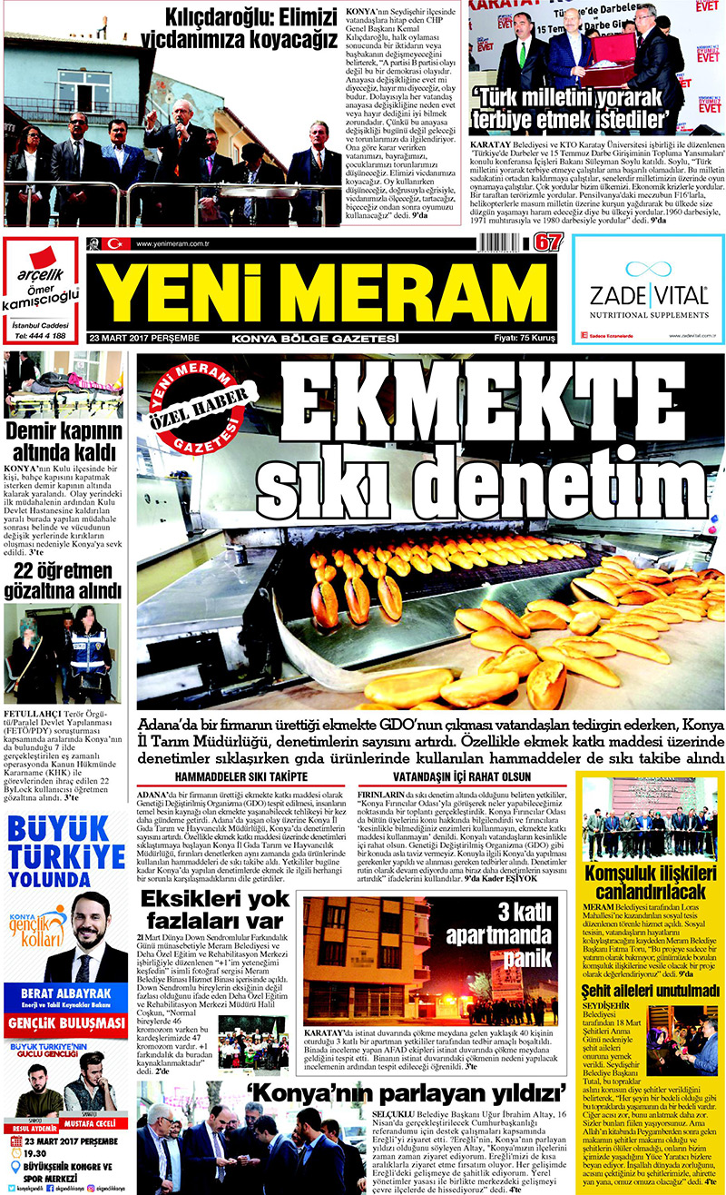23 Mart 2017 Yeni Meram Gazetesi