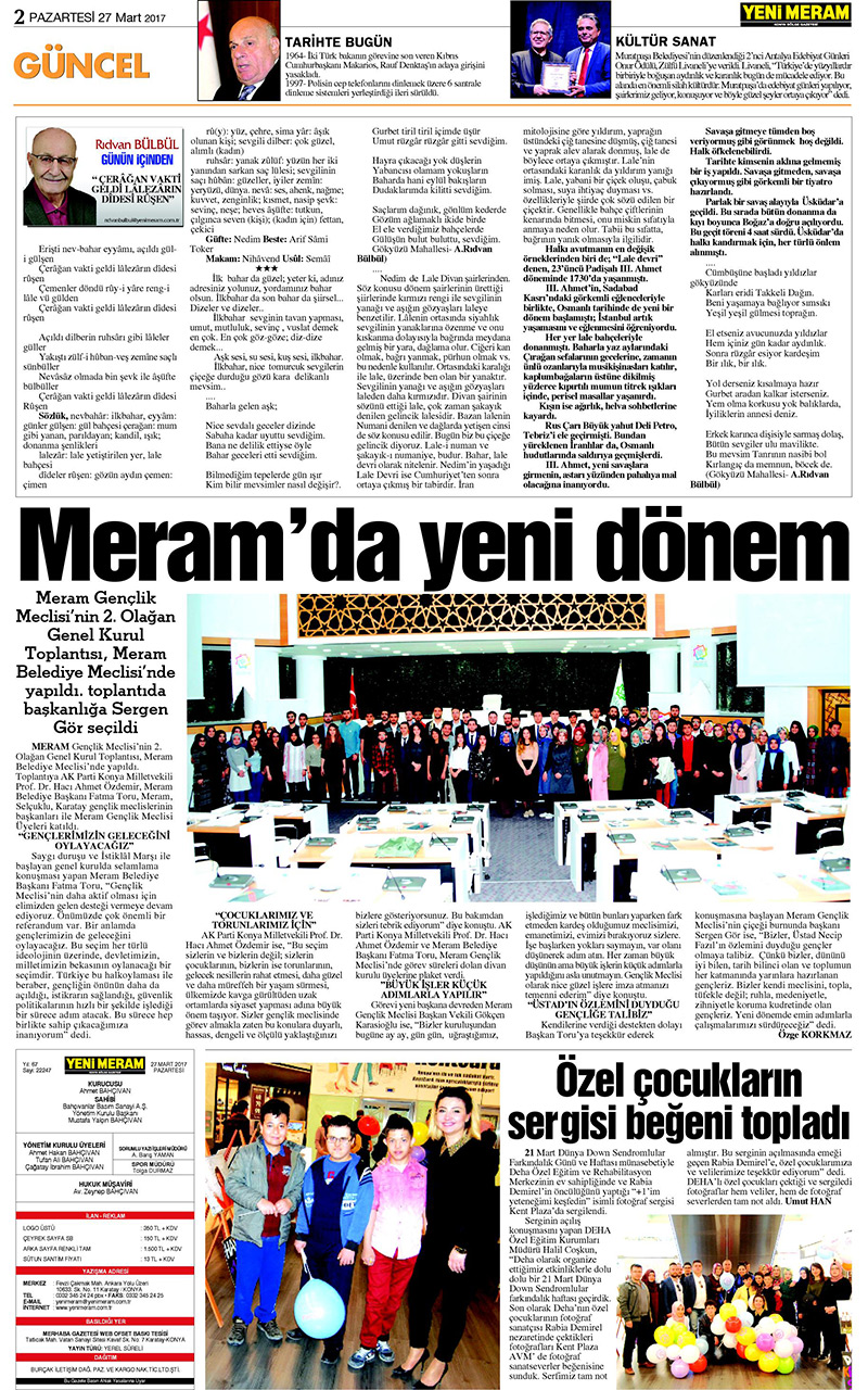 27 Mart 2017 Yeni Meram Gazetesi