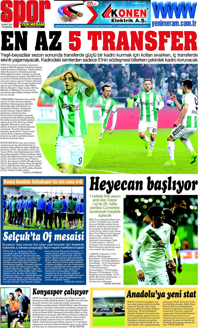 30 Mart 2017 Yeni Meram Gazetesi