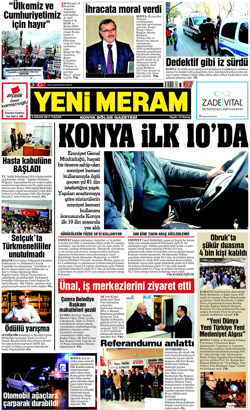 2 Nisan 2017 Yeni Meram Gazetesi
