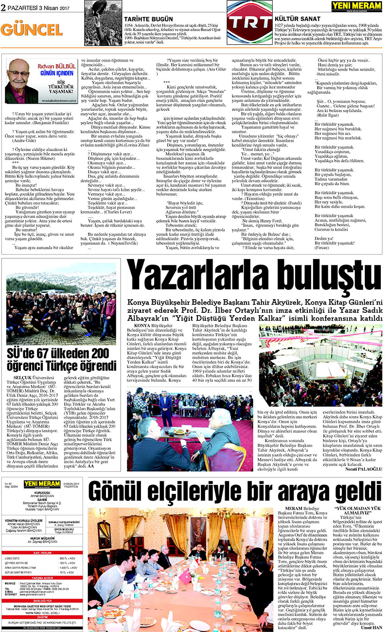 3 Nisan 2017 Yeni Meram Gazetesi