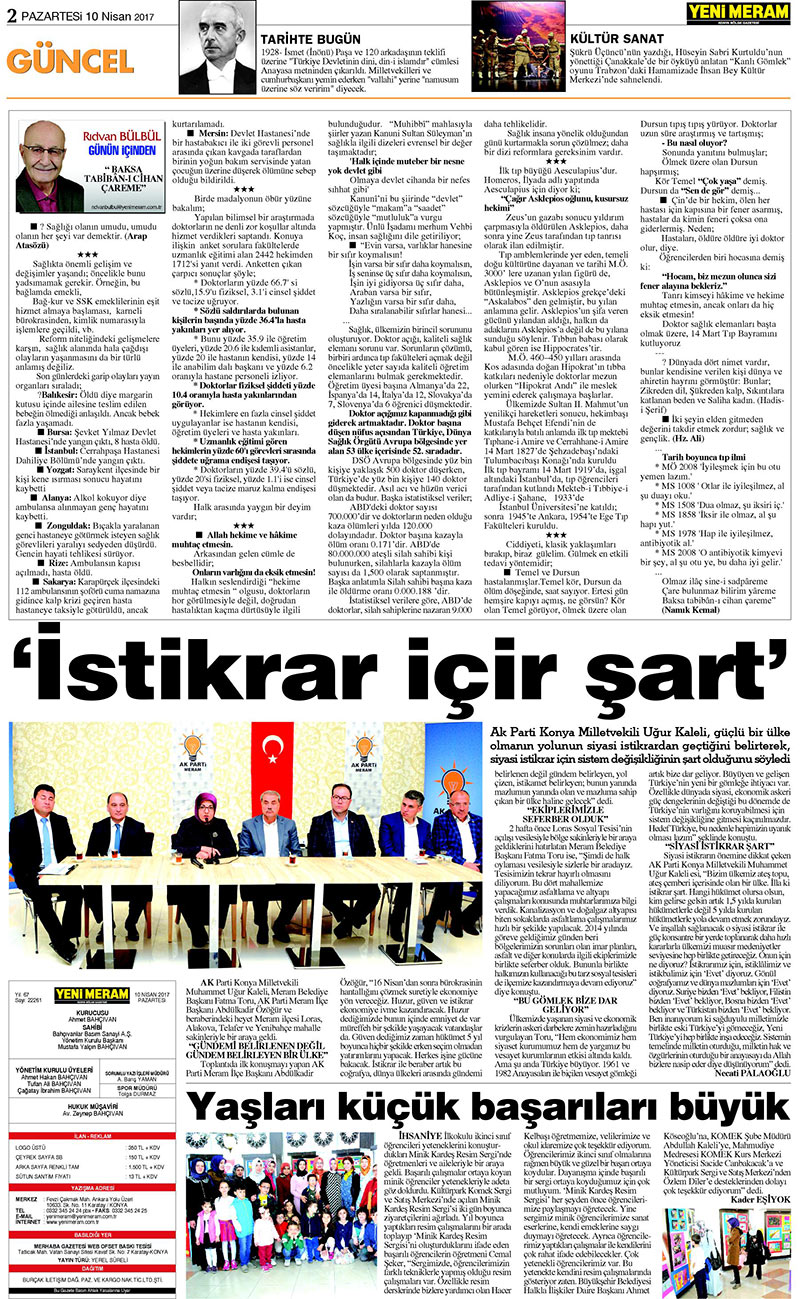10 Nisan 2017 Yeni Meram Gazetesi