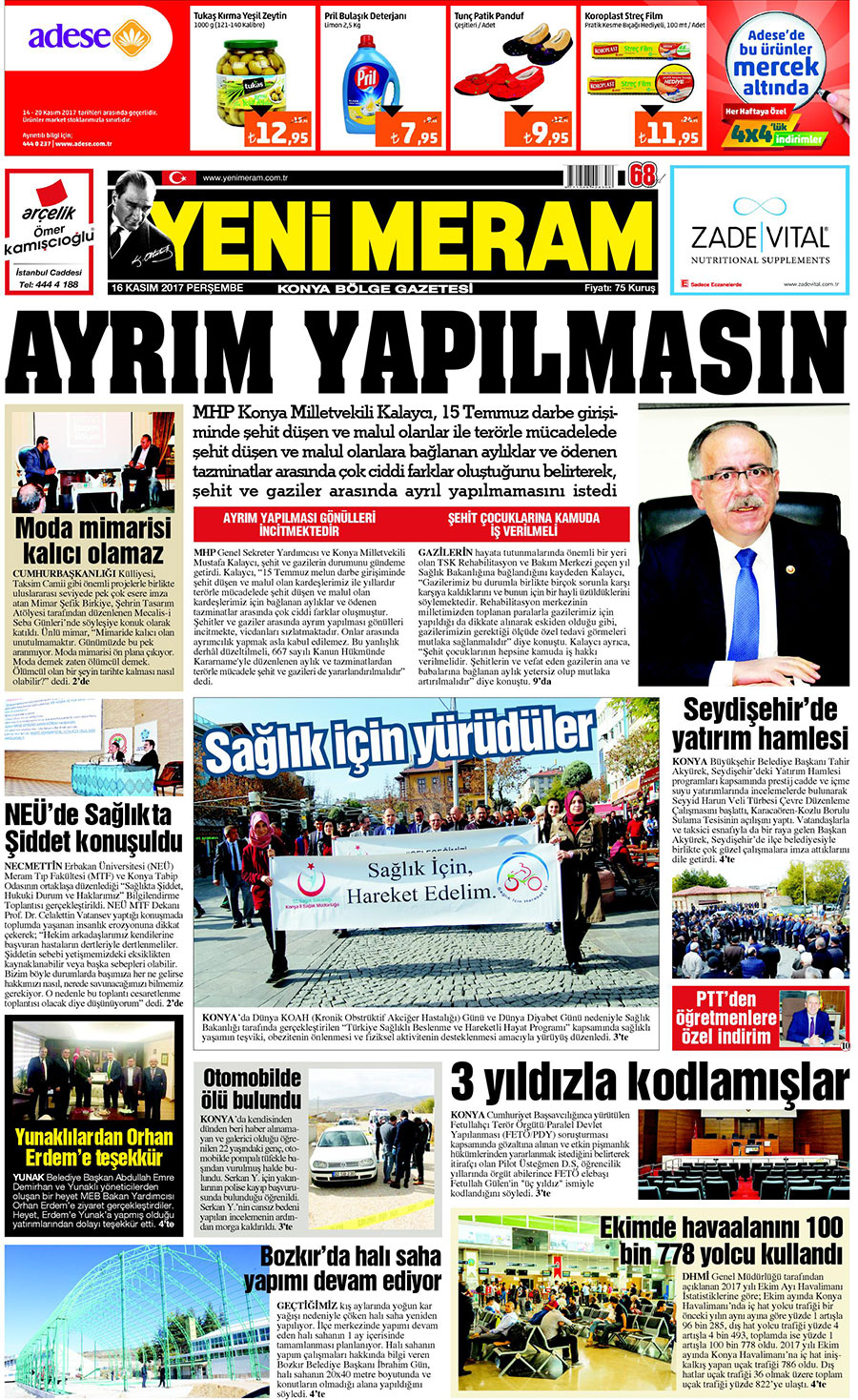 16 Kasım 2017 Yeni Meram Gazetesi