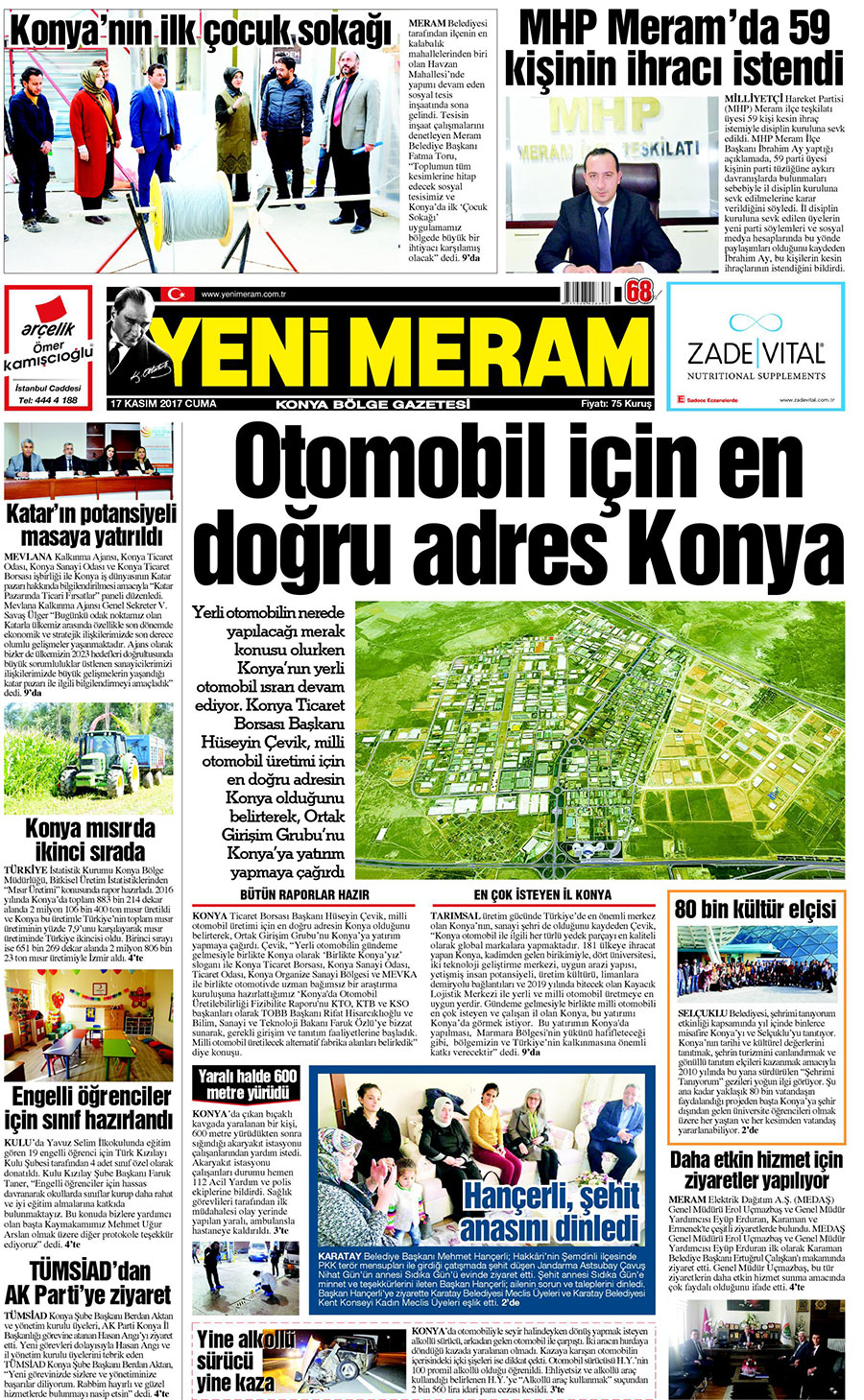 17 Kasım 2017 Yeni Meram Gazetesi