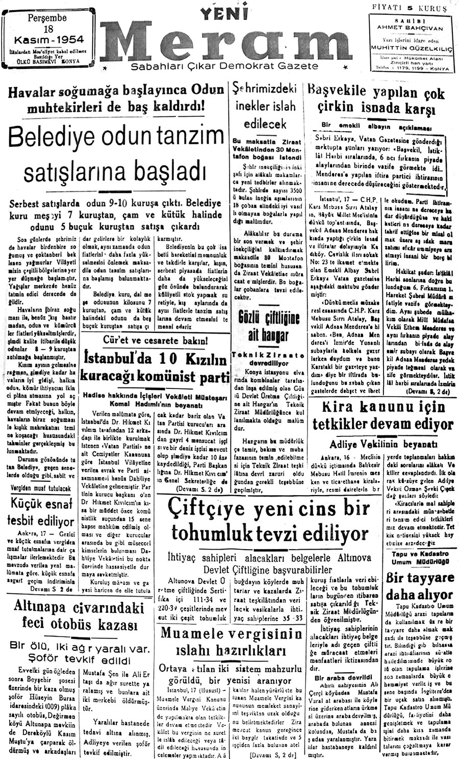 18 Kasım 2017 Yeni Meram Gazetesi