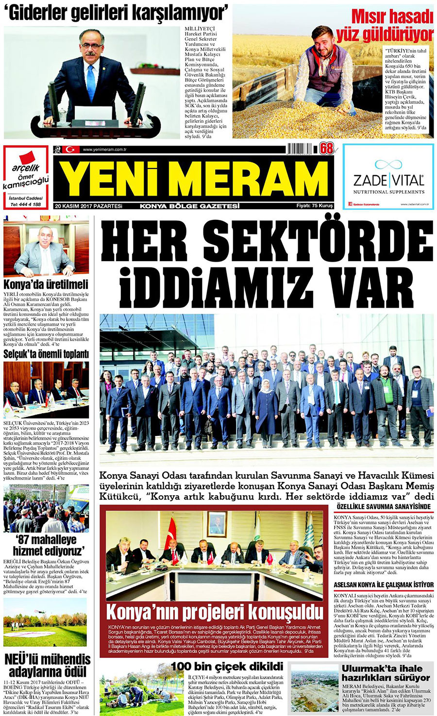 20 Kasım 2017 Yeni Meram Gazetesi