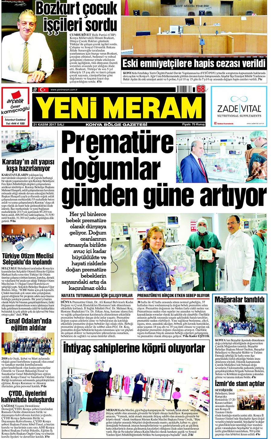 21 Kasım 2017 Yeni Meram Gazetesi