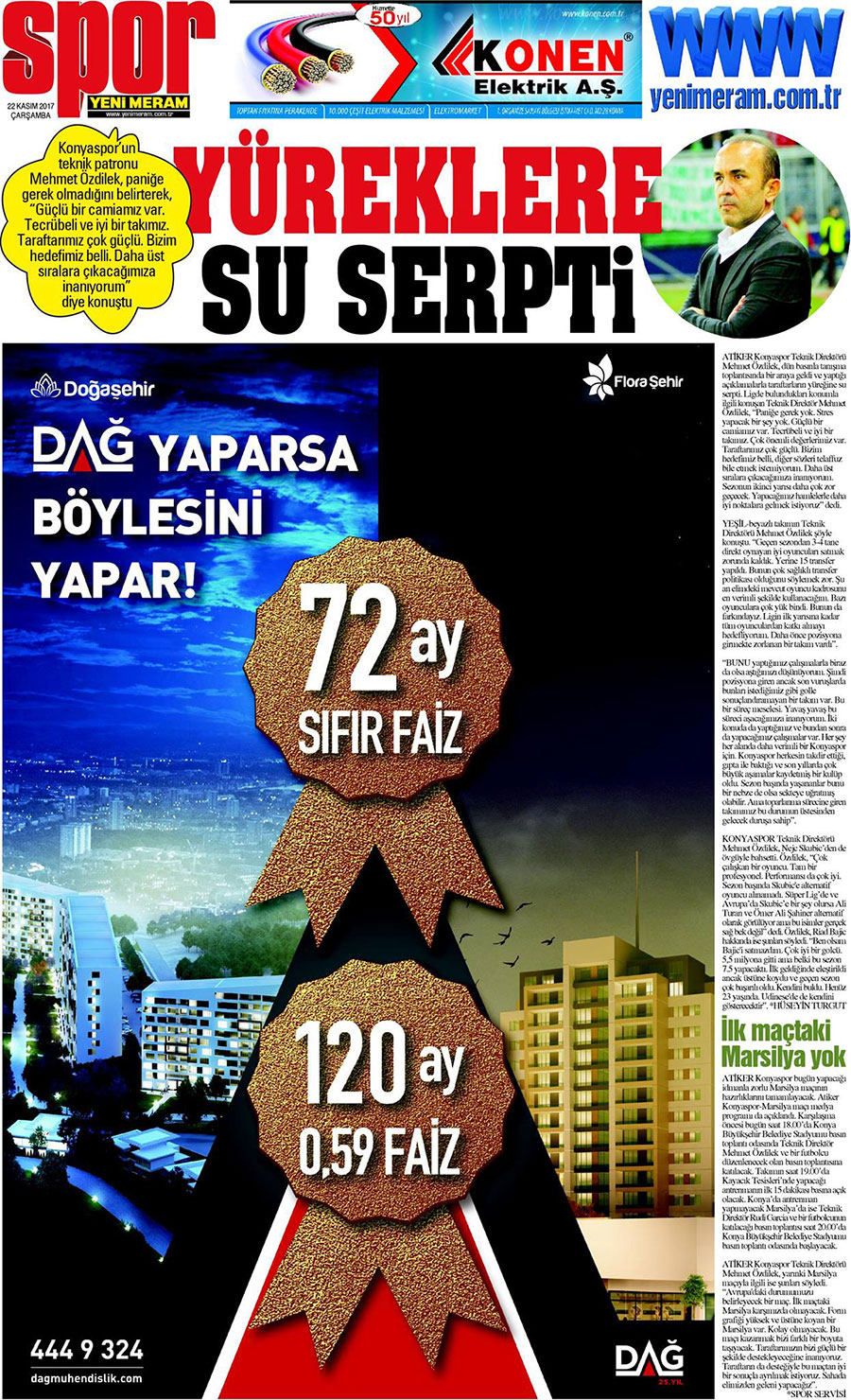 22 Kasım 2017 Yeni Meram Gazetesi