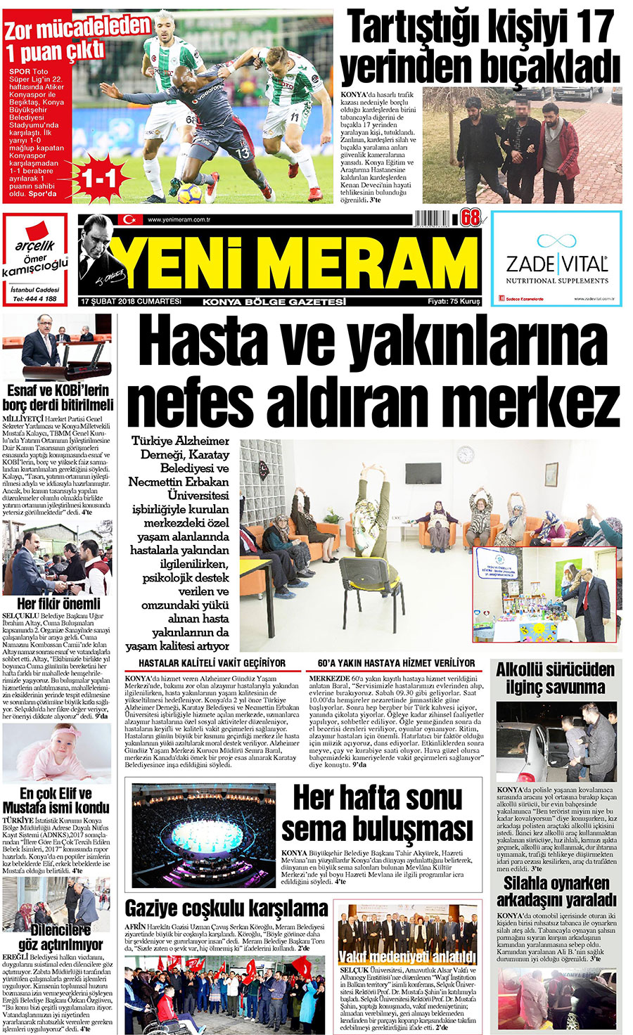 17 Şubat 2018 Yeni Meram Gazetesi