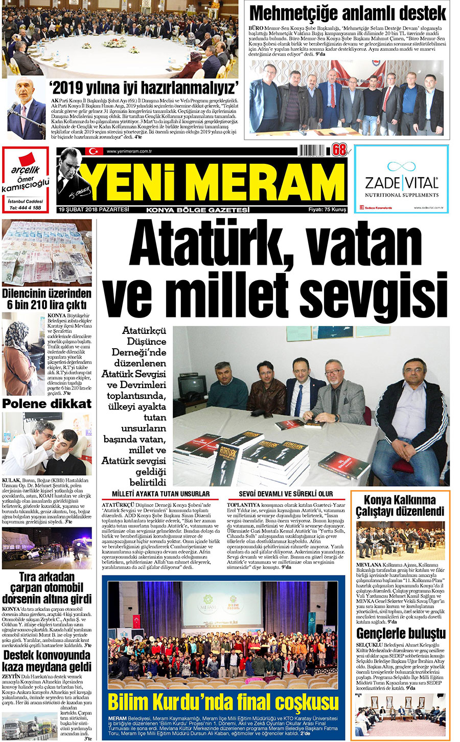 19 Şubat 2018 Yeni Meram Gazetesi