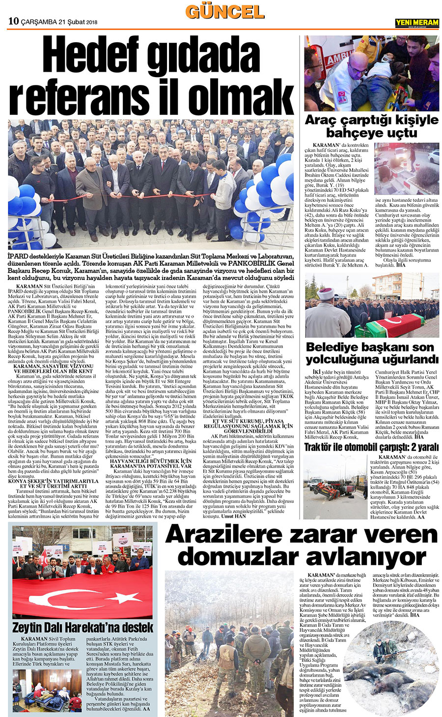 21 Şubat 2018 Yeni Meram Gazetesi