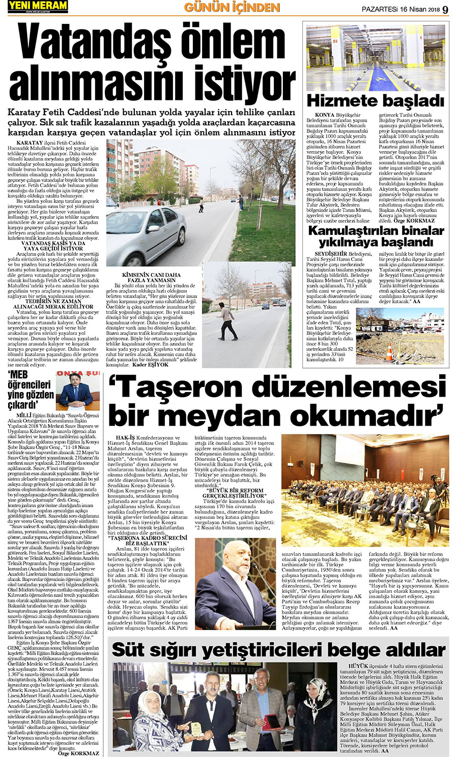 16 Nisan 2018 Yeni Meram Gazetesi