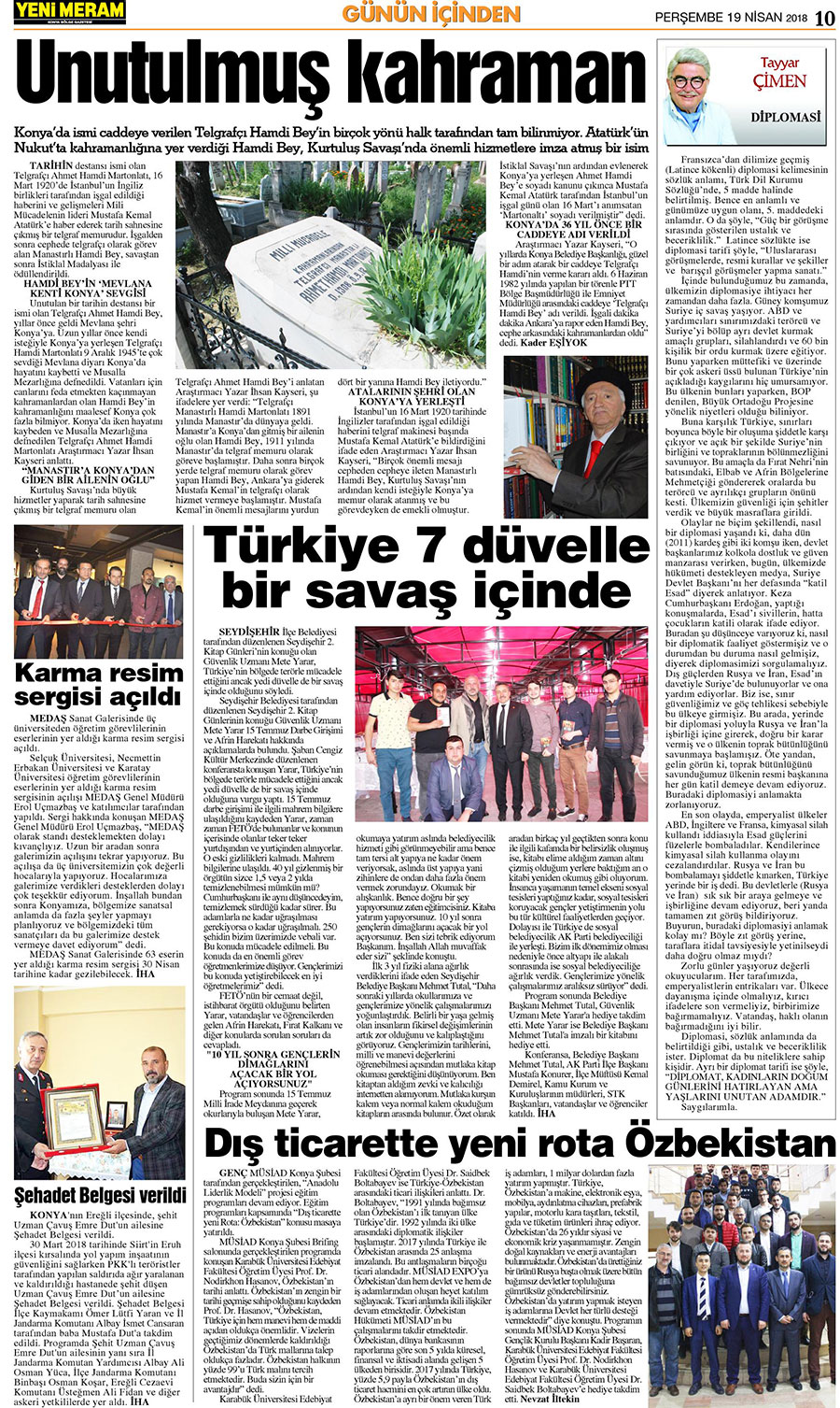 19 Nisan 2018 Yeni Meram Gazetesi