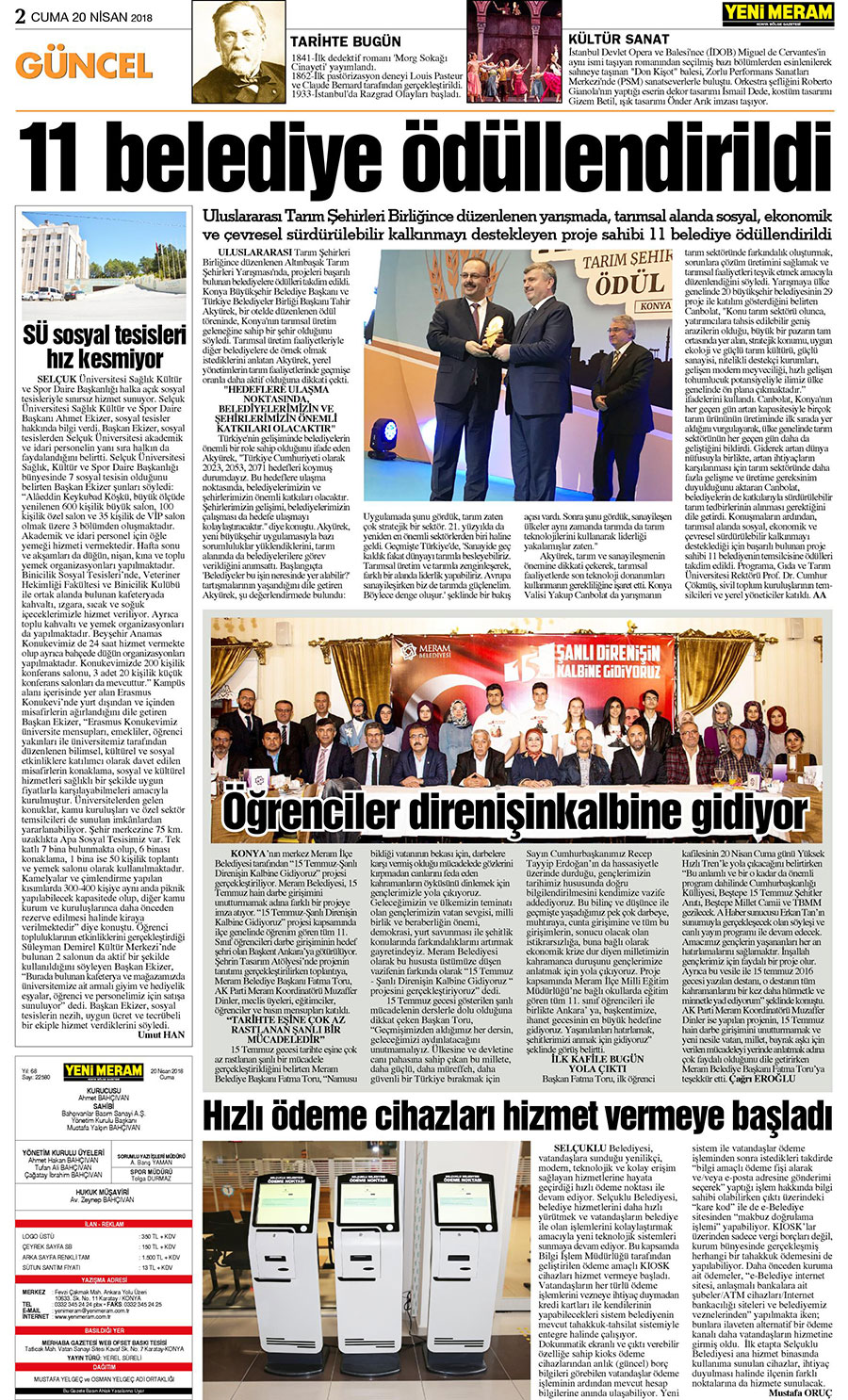 20 Nisan 2018 Yeni Meram Gazetesi