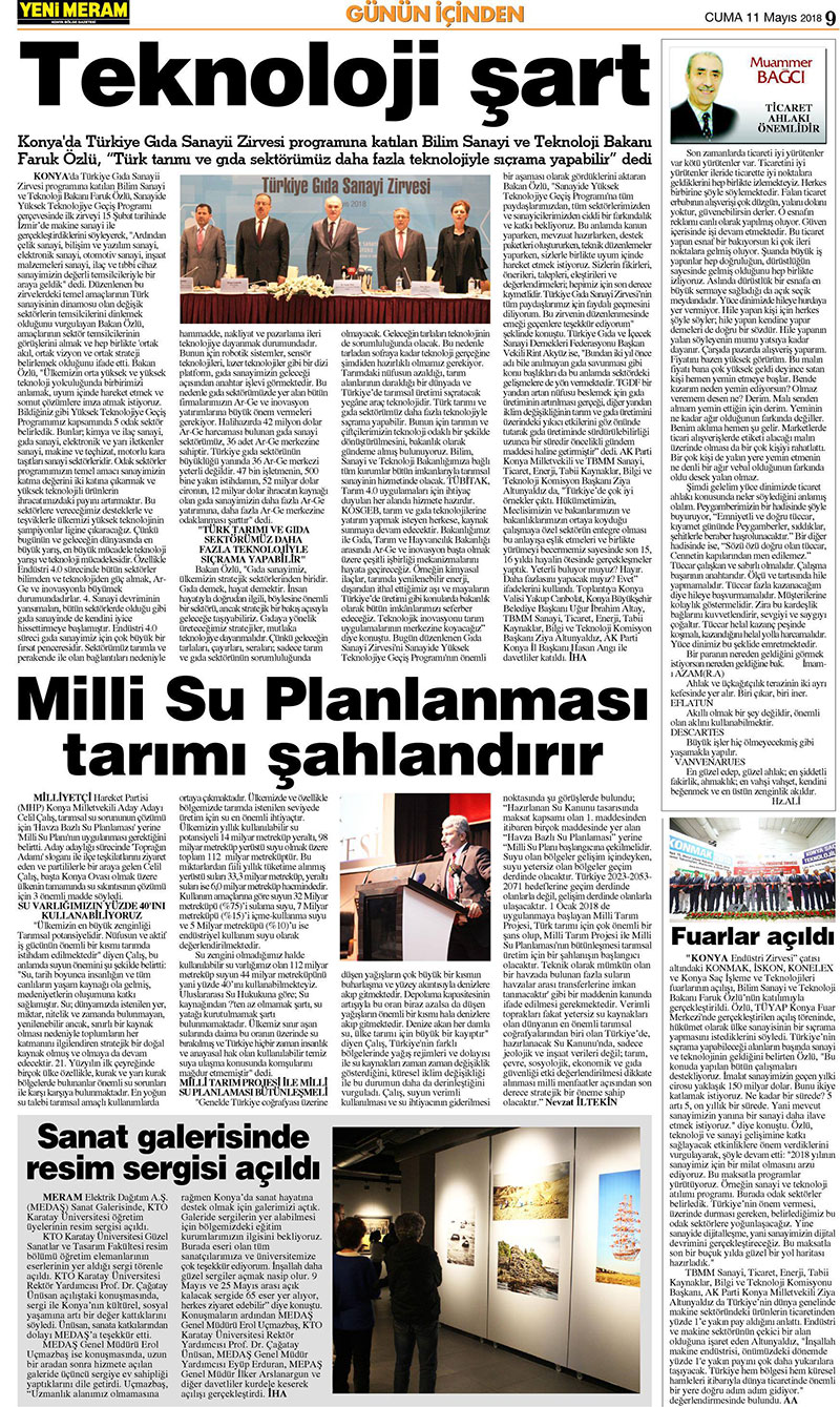 11 Mayıs 2018 Yeni Meram Gazetesi