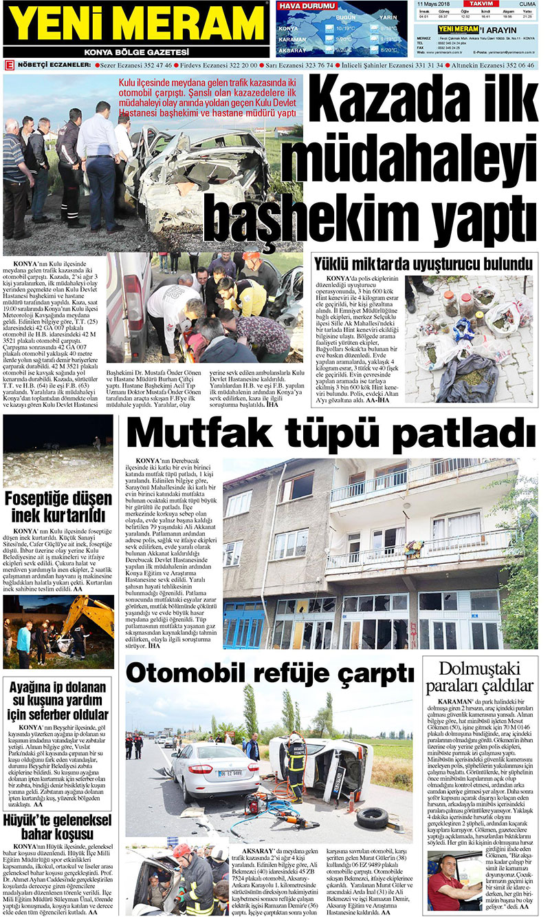 11 Mayıs 2018 Yeni Meram Gazetesi