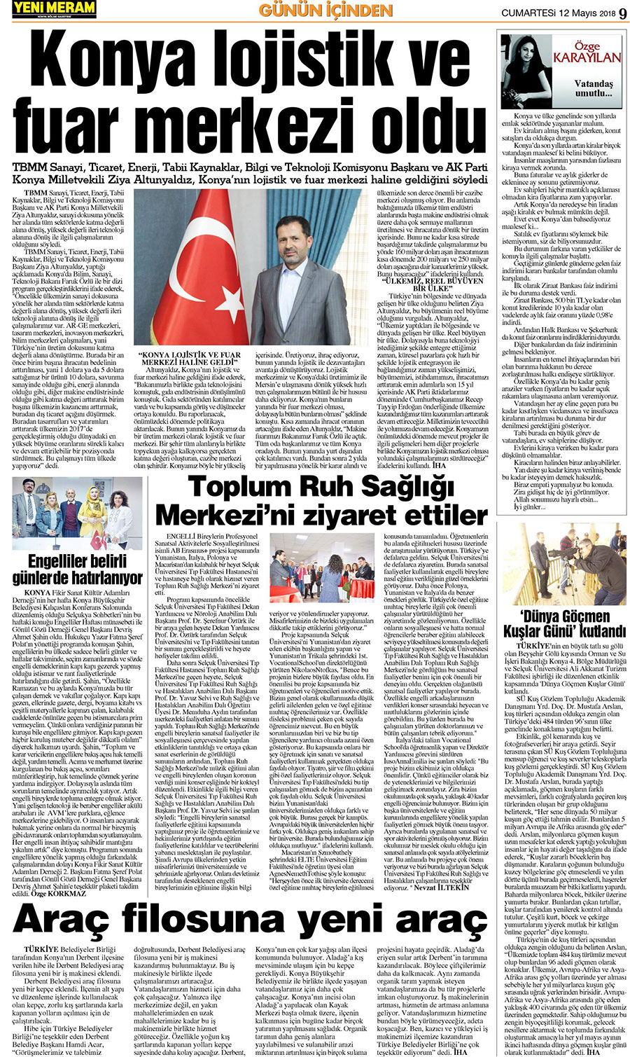 12 Mayıs 2018 Yeni Meram Gazetesi