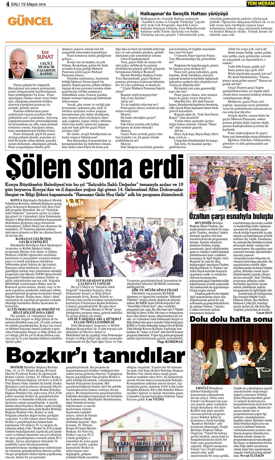 15 Mayıs 2018 Yeni Meram Gazetesi