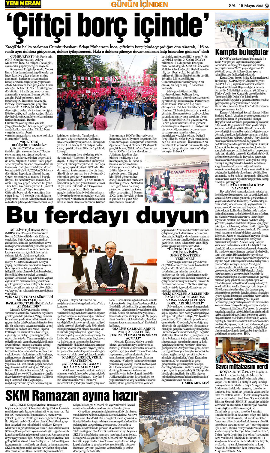 15 Mayıs 2018 Yeni Meram Gazetesi